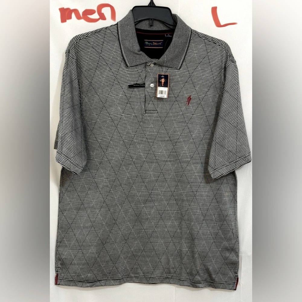 Gray Quilted Polo Shirt with Textured Pattern